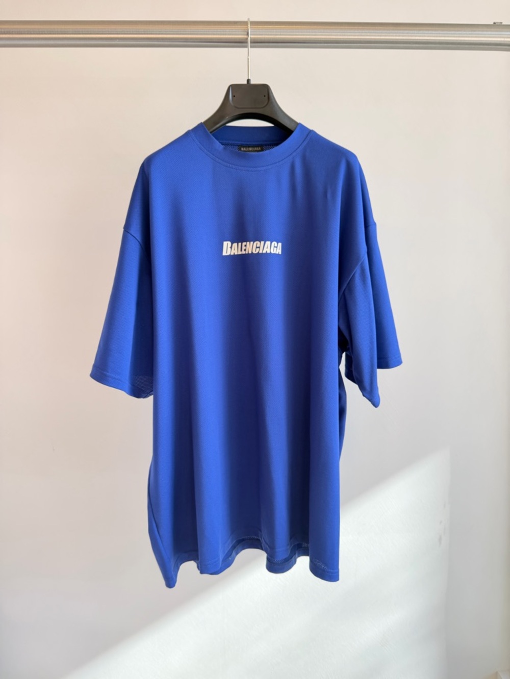 Balenciaga Long Sleeve Technical Mesh Swim Tee Blue Size M